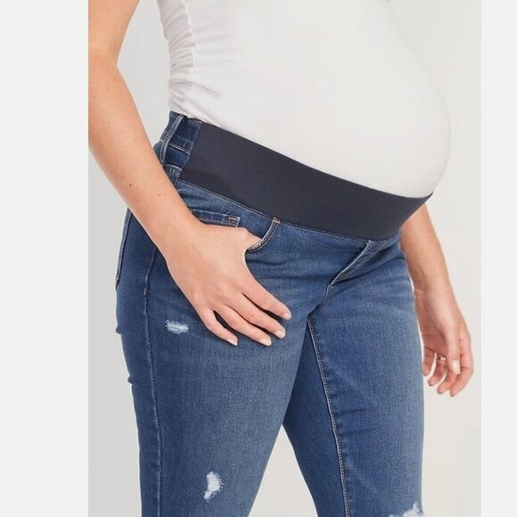 Old Navy Maternity Front-Low Panel Distressed Skinny Jean 4S - Picture 3 of 14
